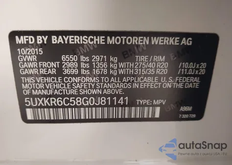 2016 BMW X5 xDrive50I z USA, uszkodzony, nr VIN 5UXKR6C58G0J81141